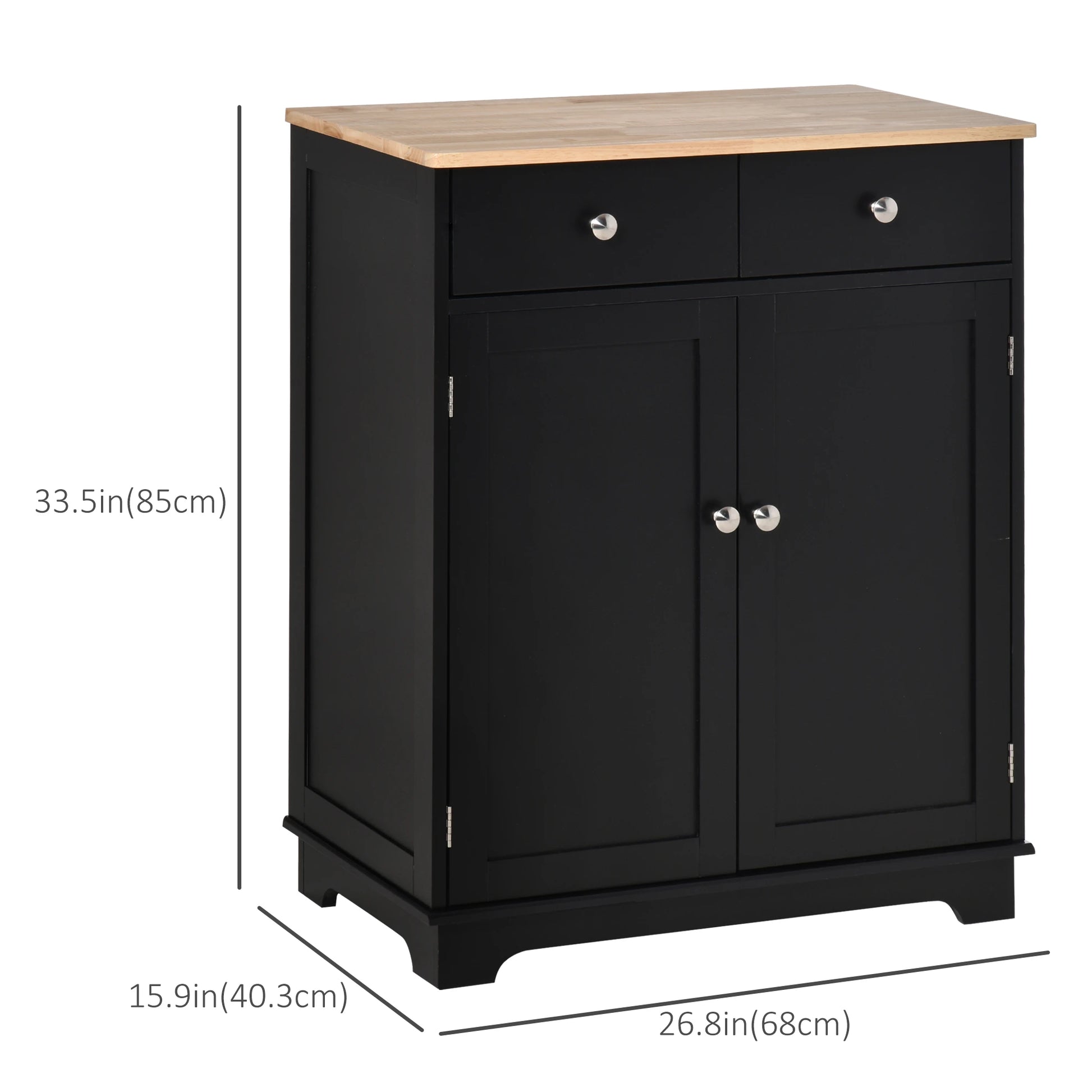 Sideboard Buffet Cabinet, 27" with Adjustable Shelf, 2 Drawers, 2 Doors, Black Kitchen Pantry Cabinets at Gallery Canada