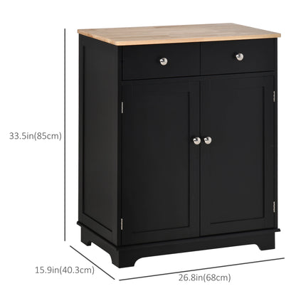 Sideboard Buffet Cabinet, 27" with Adjustable Shelf, 2 Drawers, 2 Doors, Black Kitchen Pantry Cabinets at Gallery Canada