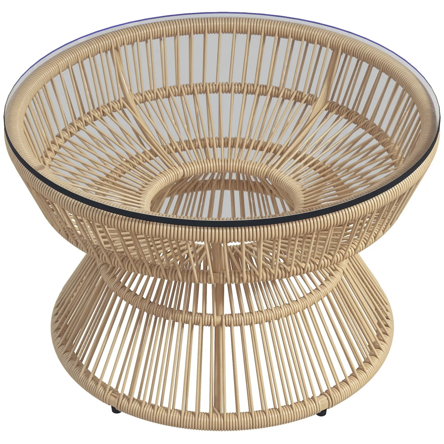 Rattan Outdoor Coffee Table, Tempered Glass Top, Steel Frame, Wicker Furniture Patio Side Tables at Gallery Canada