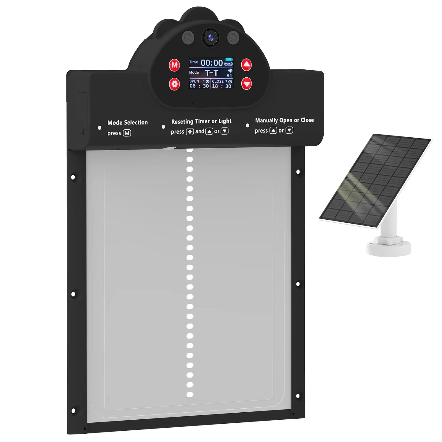 2K HD AI Camera Chicken Coop Door, WiFi Solar Powered, 5200 mAh Battery, Alarm Chicken Coops Black, Silver at Gallery Canada