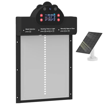 2K HD AI Camera Chicken Coop Door, WiFi Solar Powered, 5200 mAh Battery, Alarm Chicken Coops Black, Silver at Gallery Canada