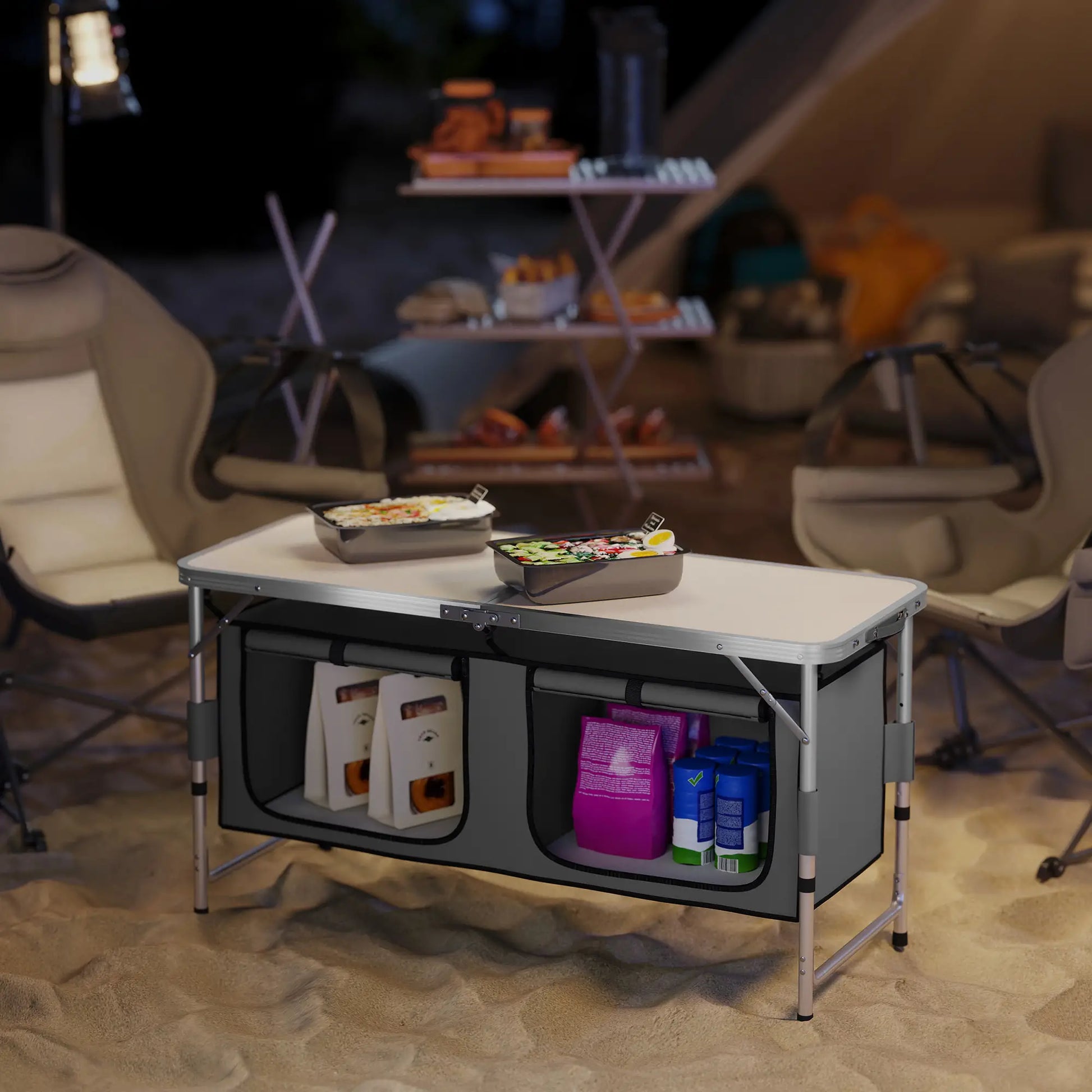 Adjustable Height Aluminum Folding Picnic Table, Outdoor Camping Picnic Tables & Camping Chairs at Gallery Canada