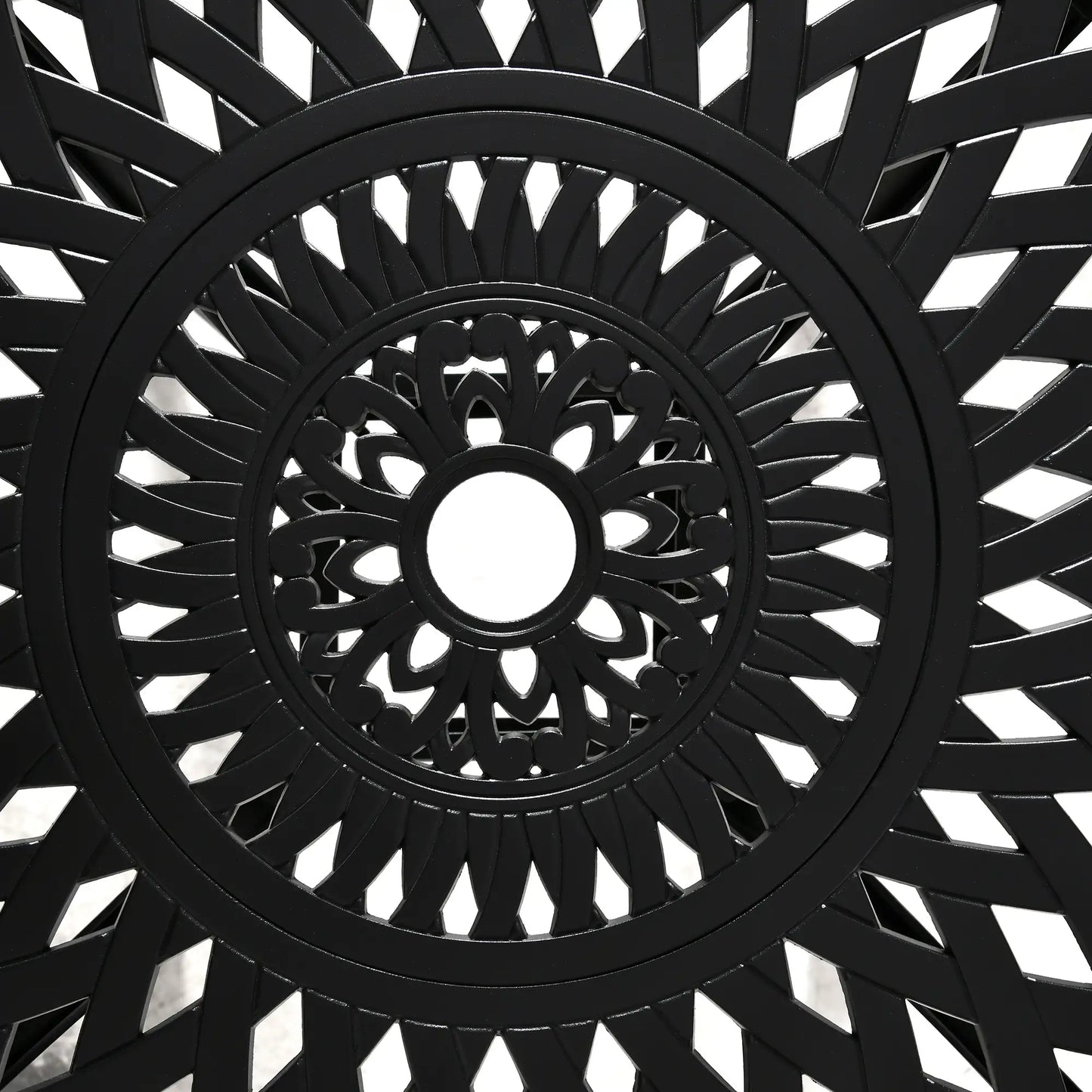 30-Inch Round Patio Dining Table, Umbrella Hole, Antique Cast Aluminum, Black Patio Side Tables at Gallery Canada