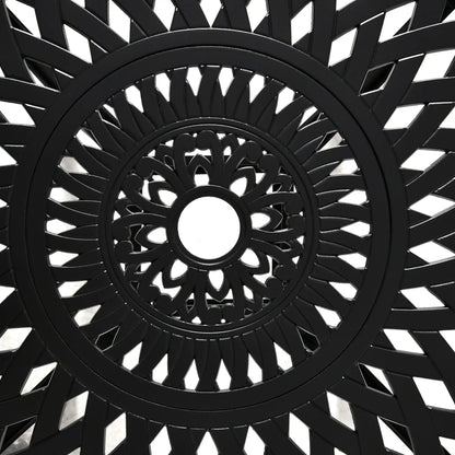 30-Inch Round Patio Dining Table, Umbrella Hole, Antique Cast Aluminum, Black Patio Side Tables at Gallery Canada