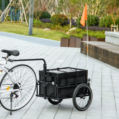 Steel Bike Trailer, Foldable Storage Box, Safe Reflectors, Max Load 88LBS, Black Bike Cargo Trailers at Gallery Canada