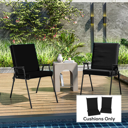 Outdoor Cushions Set of 2, Dining Chair Seat Cushions with Back, Fade-Resistant, Black Patio Chair Cushions at Gallery Canada