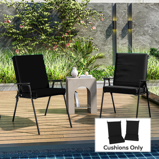 Outdoor Cushions Set of 2, Dining Chair Seat Cushions with Back, Fade-Resistant, Black Patio Chair Cushions Black at Gallery Canada