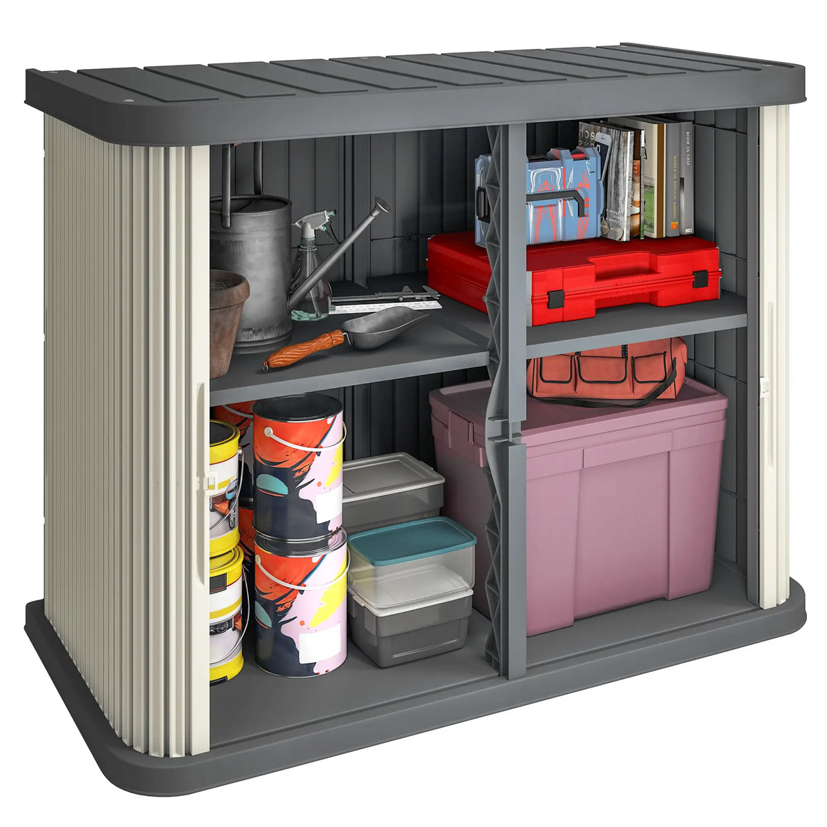 Armoire de rangement extérieure de 127 gallons, gris