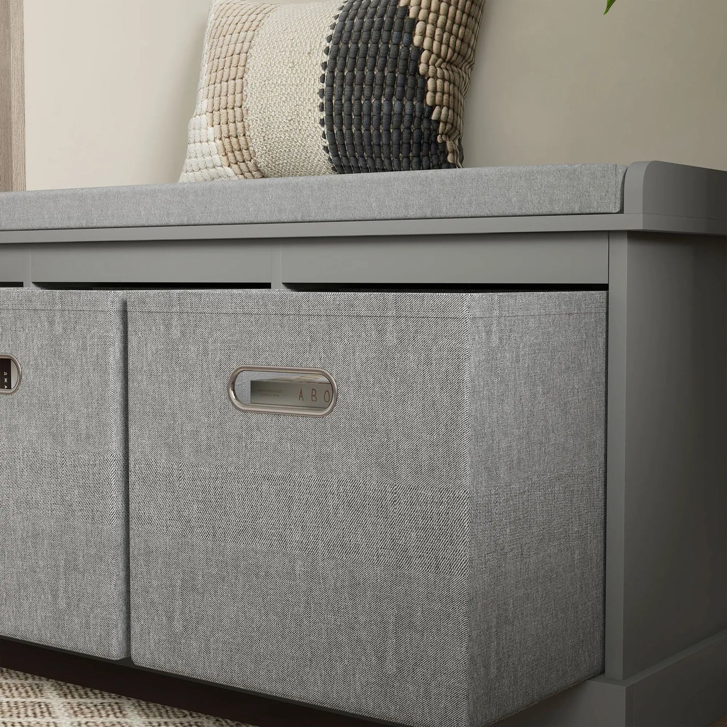 Shoe Storage Bench with Seat, 3 Fabric Drawers, Grey Shoe Storage Cabinets & Racks at Gallery Canada