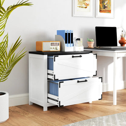 2 Drawer Filing Cabinet, Farmhouse Office Storage, Adjustable Hanging Bars, Letter, A4, Legal Size, White Office Cabinets & Cupboards at Gallery Canada