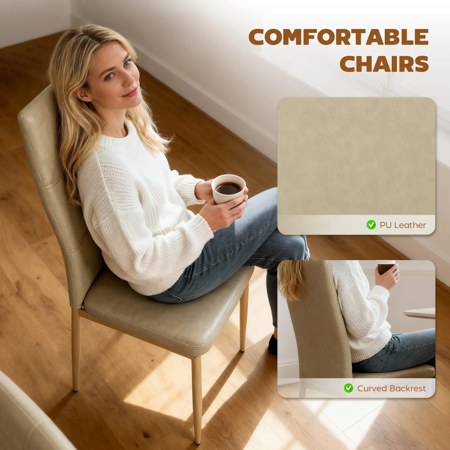 3-Piece Rectangular Glass Kitchen Table, Metal Frame, Faux Leather Chairs Dining Table Sets at Gallery Canada