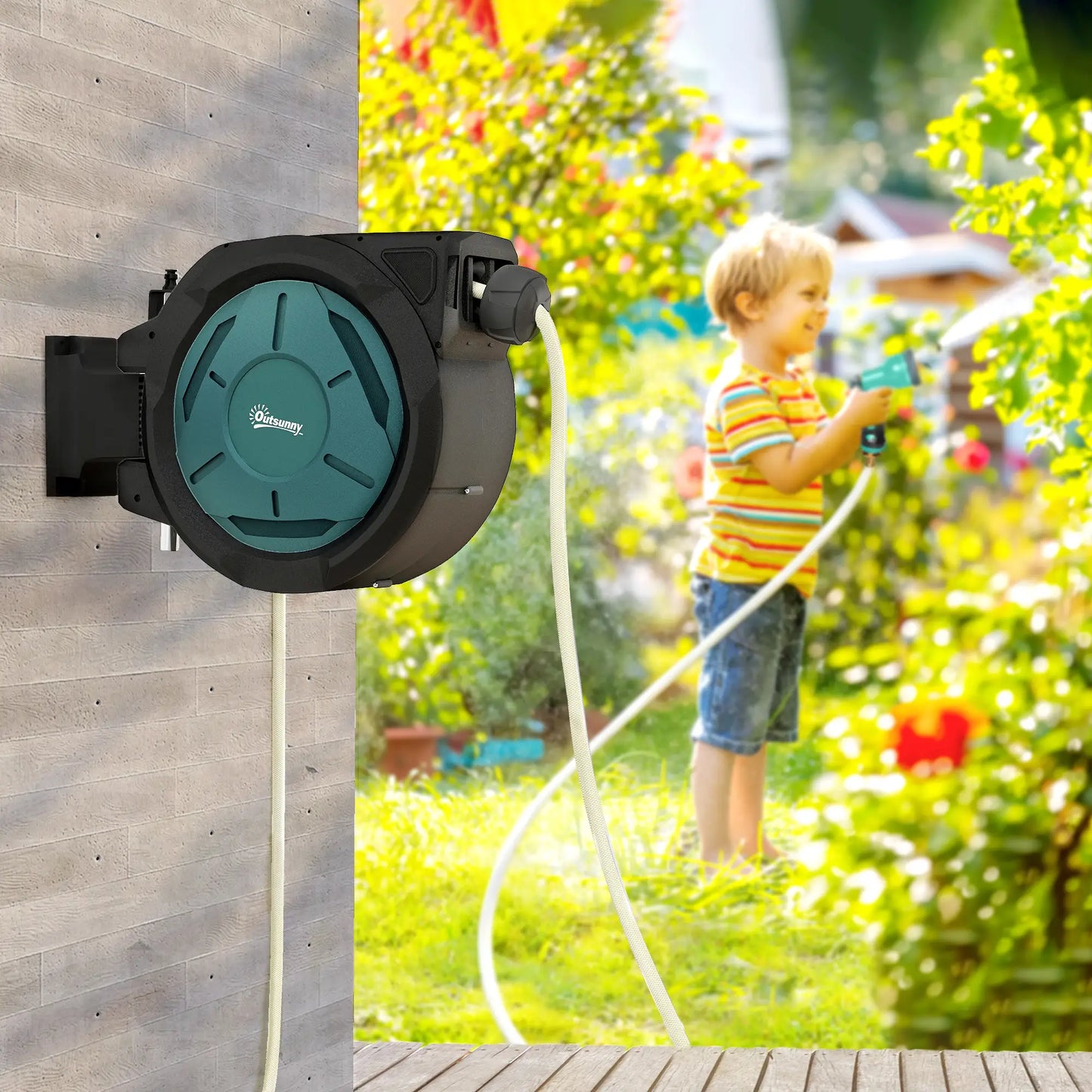 1/2 in x 65ft Wall Mounted Garden Hose Reel, Auto Rewind, Blue Garden Accessories at Gallery Canada