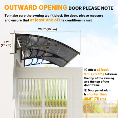 77.2 x 29.5 in Modern Polycarbonate Window Awning, Black Door Awnings at Gallery Canada