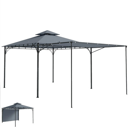 Patio Gazebo With Double Roof, Extendable Shade, 126" x126", Dark Grey Gazebos Dark Grey at Gallery Canada