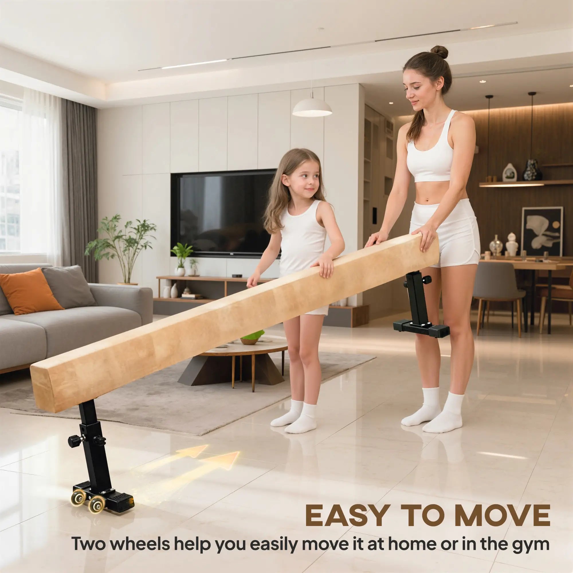 7.5ft Adjustable Balance Beam, Gymnastics Equipment with Wheels, for Training Aerobic Equipment at Gallery Canada