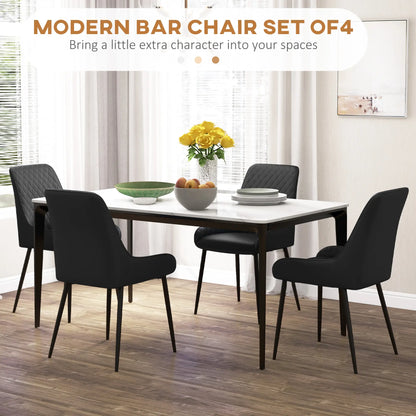 Modern Dining Chairs Set of 4, PU Leather, Metal Legs, Black Bar Stools at Gallery Canada