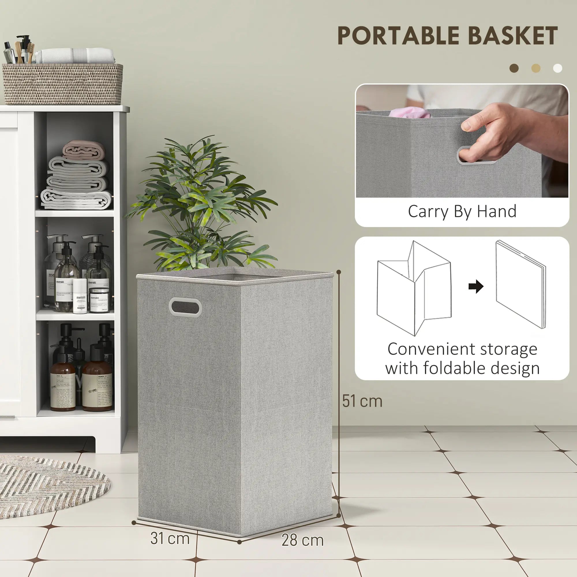 Laundry Cabinet with Removable Basket, Adjustable Shelf, White Bathroom Cabinets at Gallery Canada