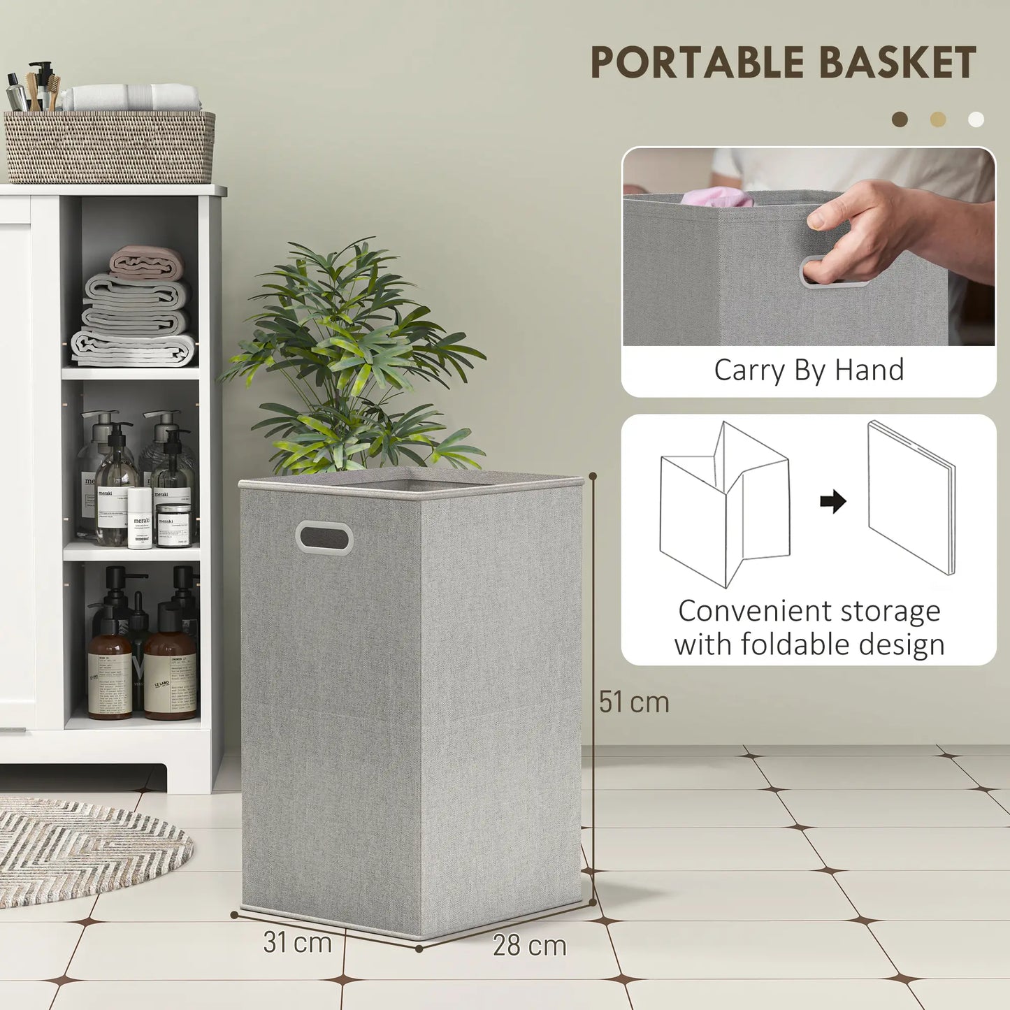 Laundry Cabinet with Removable Basket, Adjustable Shelf, White Bathroom Cabinets at Gallery Canada