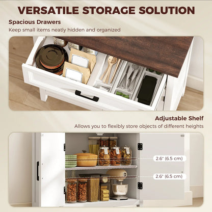 Modern Farmhouse Sideboard Buffet Cabinet, Adjustable Shelf, 2 Doors Storage Cabinets at Gallery Canada