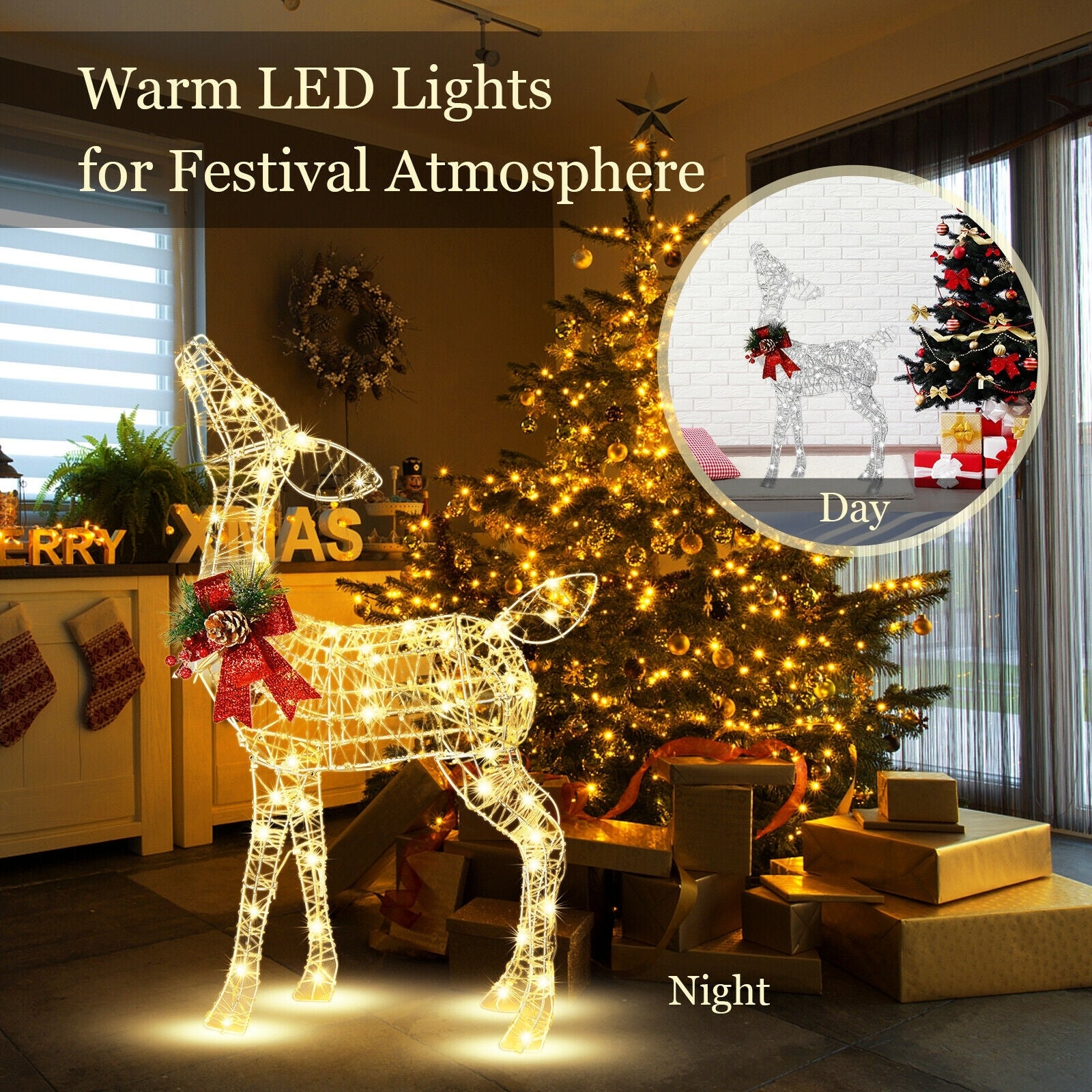 Lighted Christmas Reindeer Decorations, 50 LED Lights, Outdoor Yard Christmas Decor & Accessories at Gallery Canada