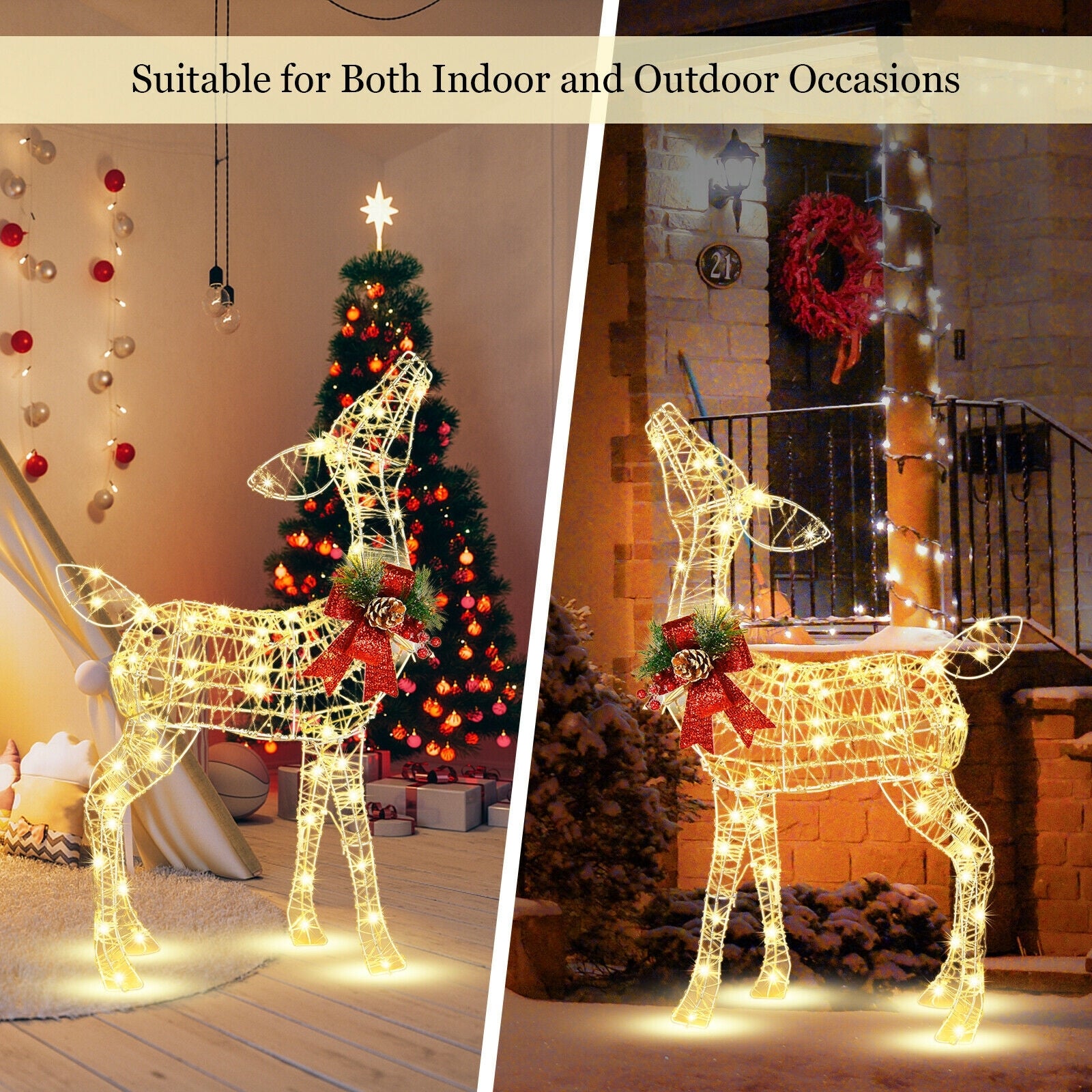Lighted Christmas Reindeer Decorations, 50 LED Lights, Outdoor Yard Christmas Decor & Accessories at Gallery Canada