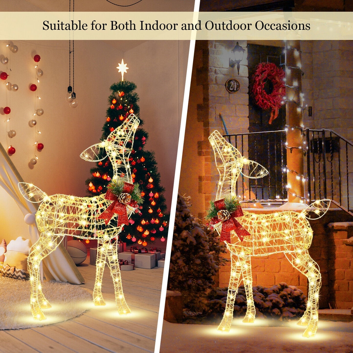 Lighted Christmas Reindeer Decorations, 50 LED Lights, Outdoor Yard Christmas Decor & Accessories at Gallery Canada
