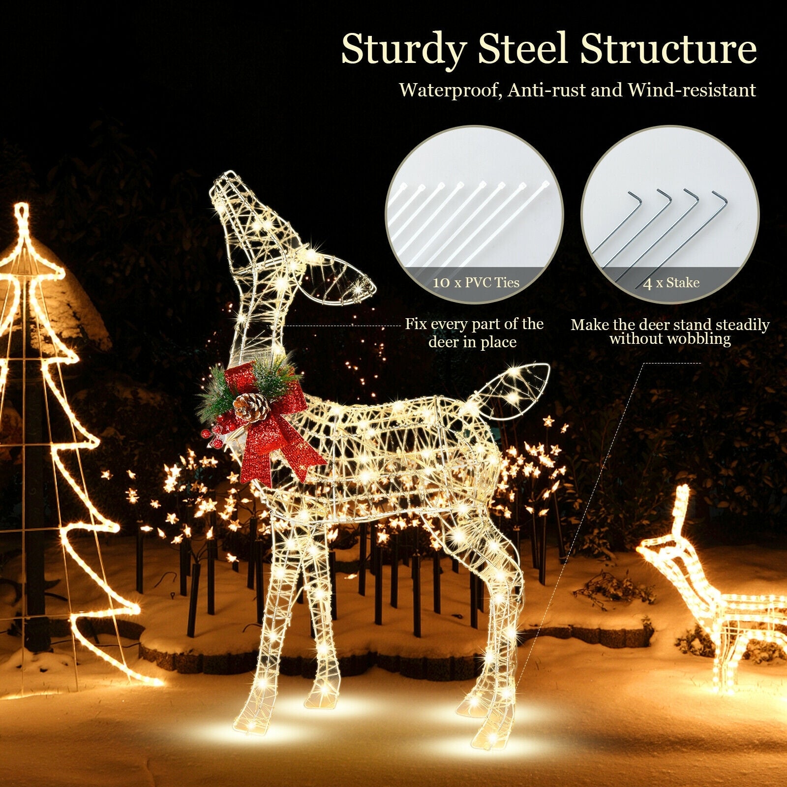 Lighted Christmas Reindeer Decorations, 50 LED Lights, Outdoor Yard Christmas Decor & Accessories at Gallery Canada