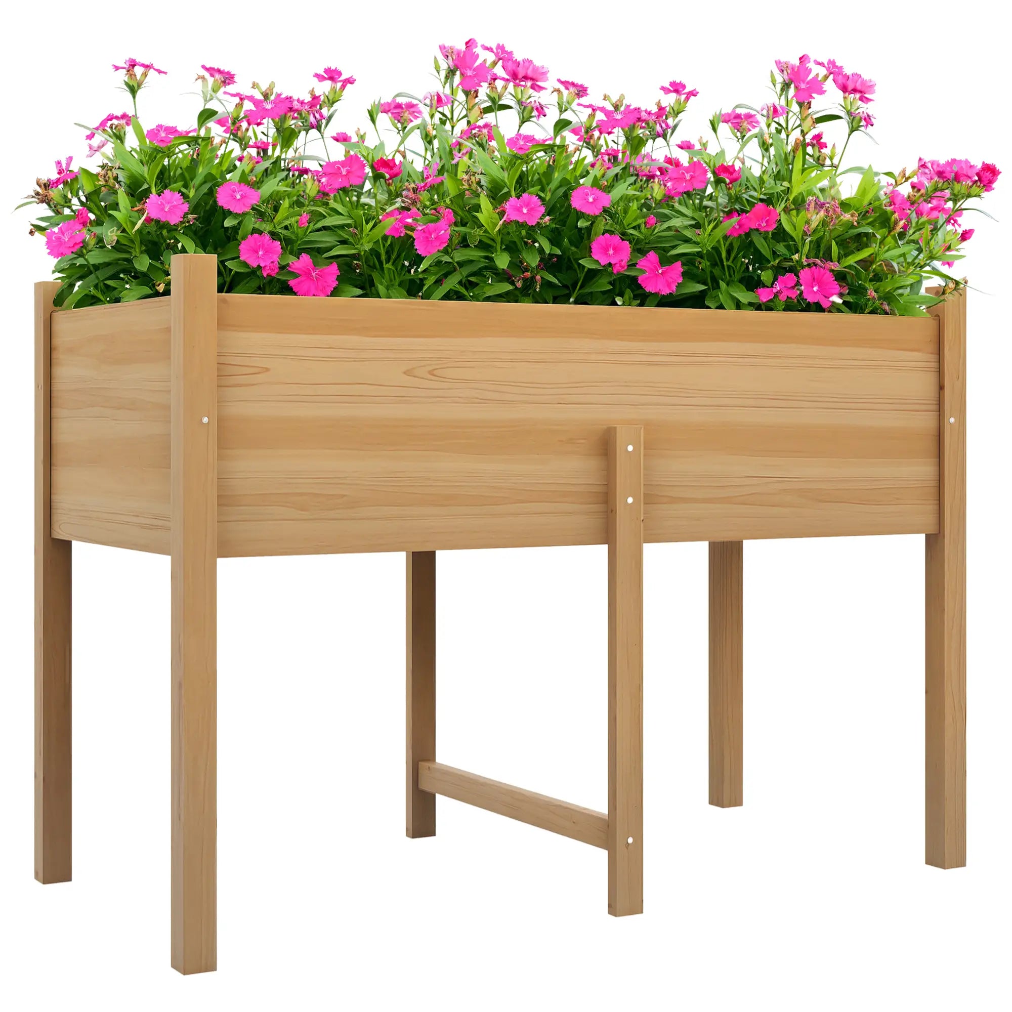 Wooden Raised Planter Box, Drain Holes, 45.3x21.7x31.5inch, Natural Elevated Garden Beds at Gallery Canada