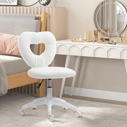 Armless Computer Desk Chair, Office Task Chair, Teddy Fleece, White Office Chairs at Gallery Canada