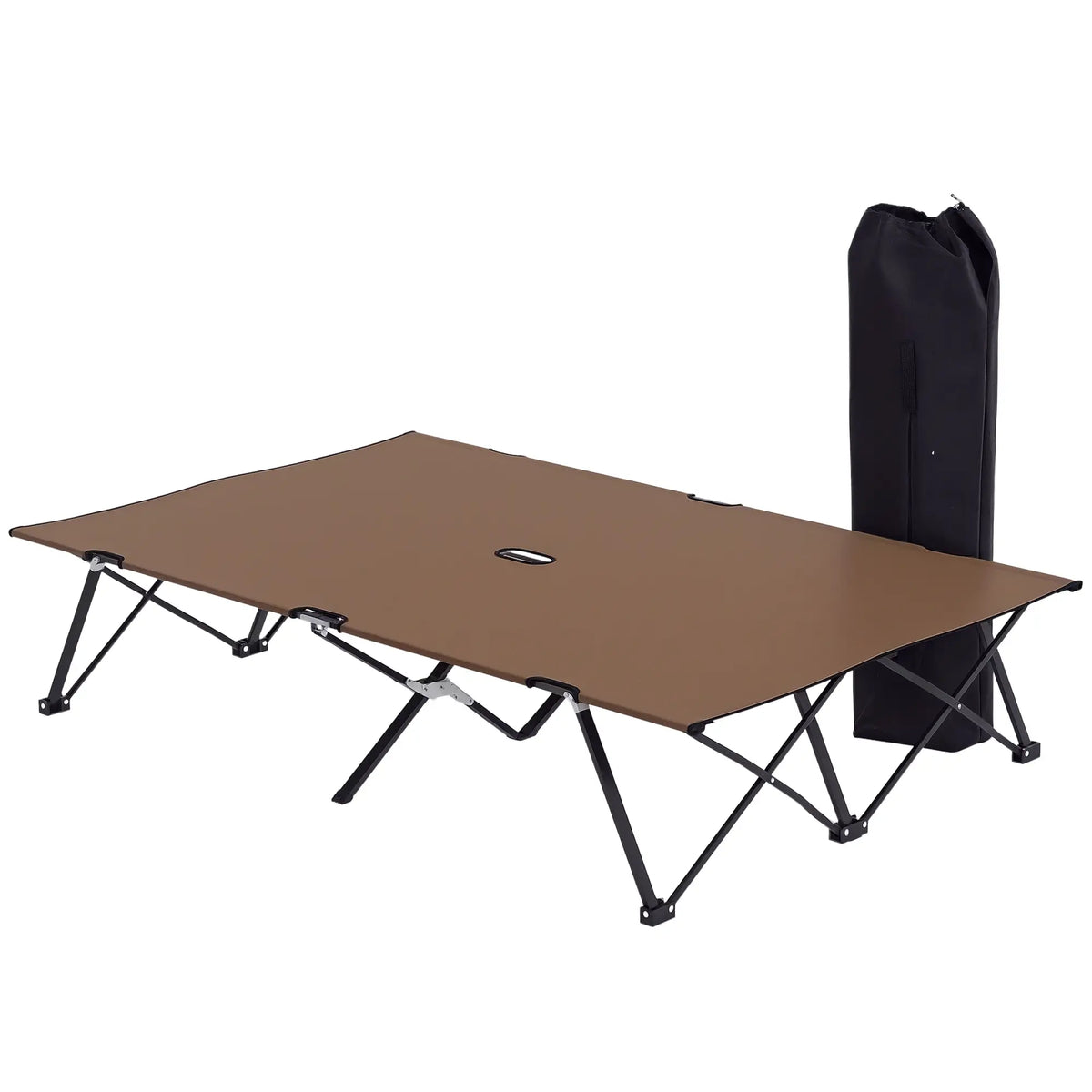 76" Two Person Folding Camping Cot, Portable Military Bed, Khaki Camping Cots at Gallery Canada