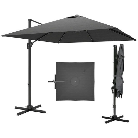 8'x8' Square Patio Hanging Offset Umbrella, Dark Grey