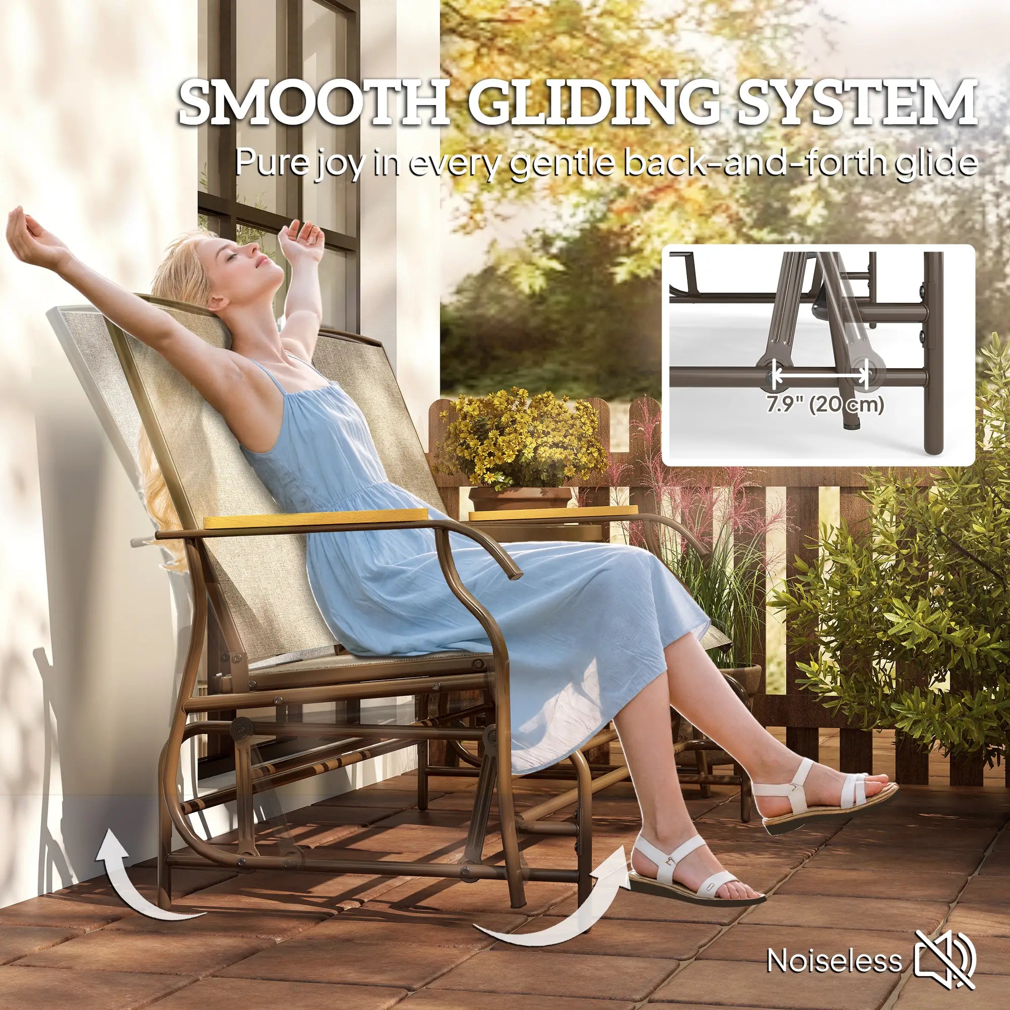 2-Person Glider Bench, Outdoor Mesh Loveseat with Table Outdoor Gliders at Gallery Canada