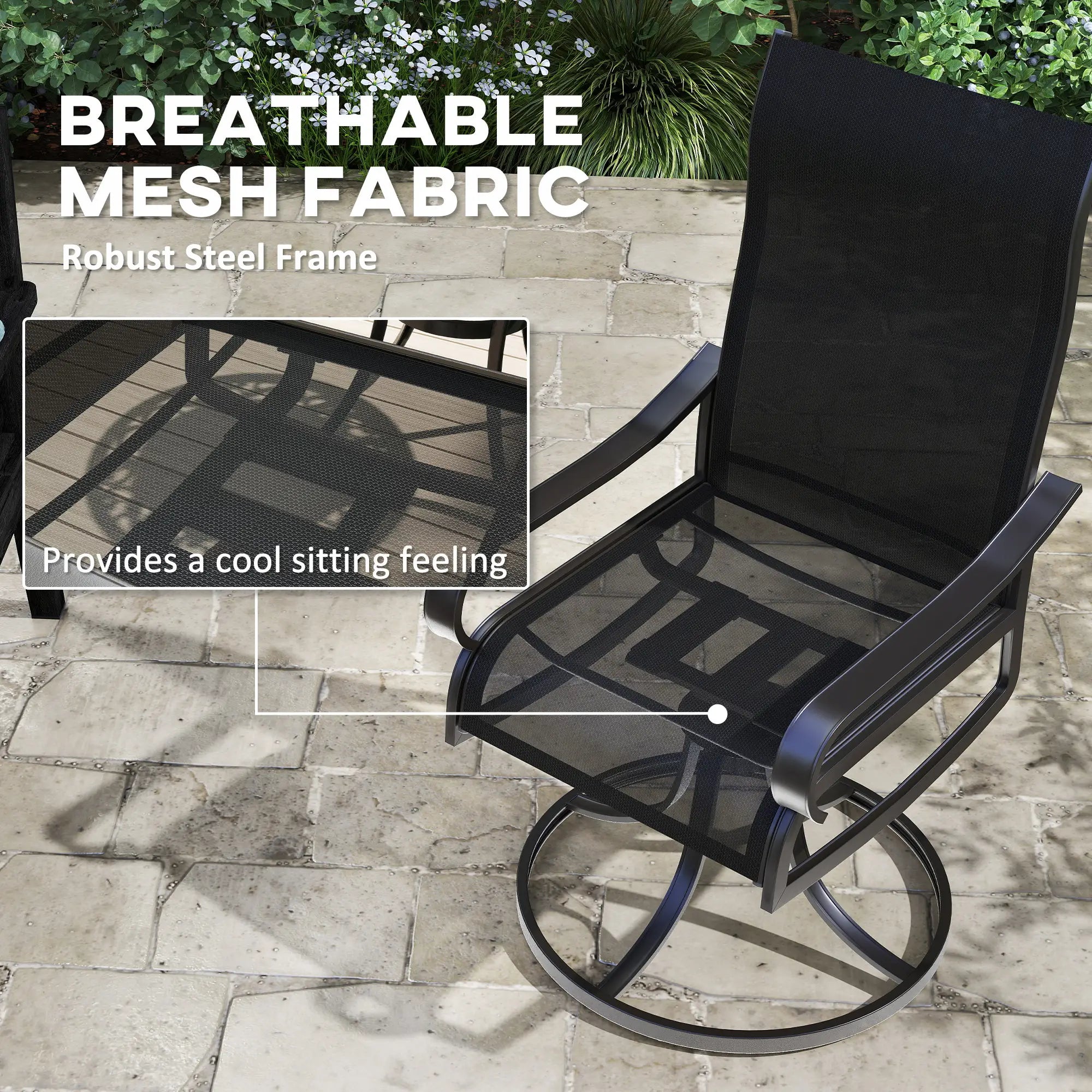 2-Piece Swivel Patio Dining Chairs, 360° Swivel Rocking, Black Patio Chairs at Gallery Canada