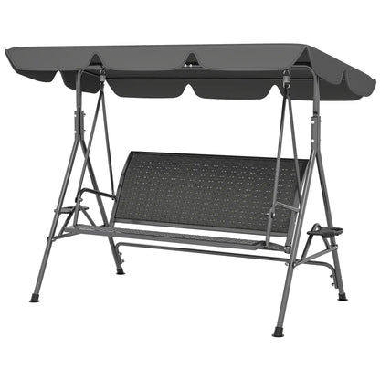 3-Seat Patio Swing Chair, Outdoor Canopy Swing Glider, Adjustable Shade, Grey Patio Swings with Stand Grey at Gallery Canada