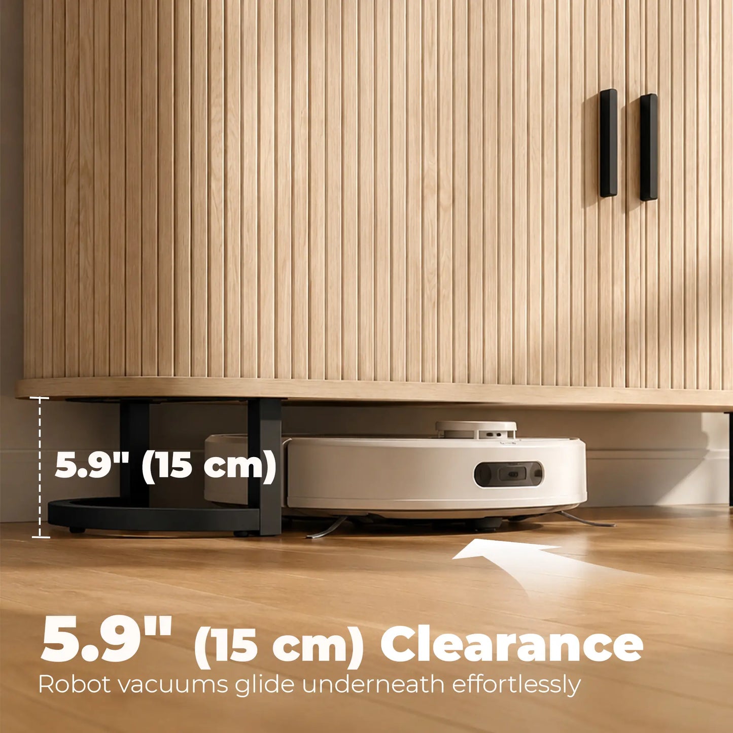 Fluted Sideboard Buffet Cabinet, 55", Natural