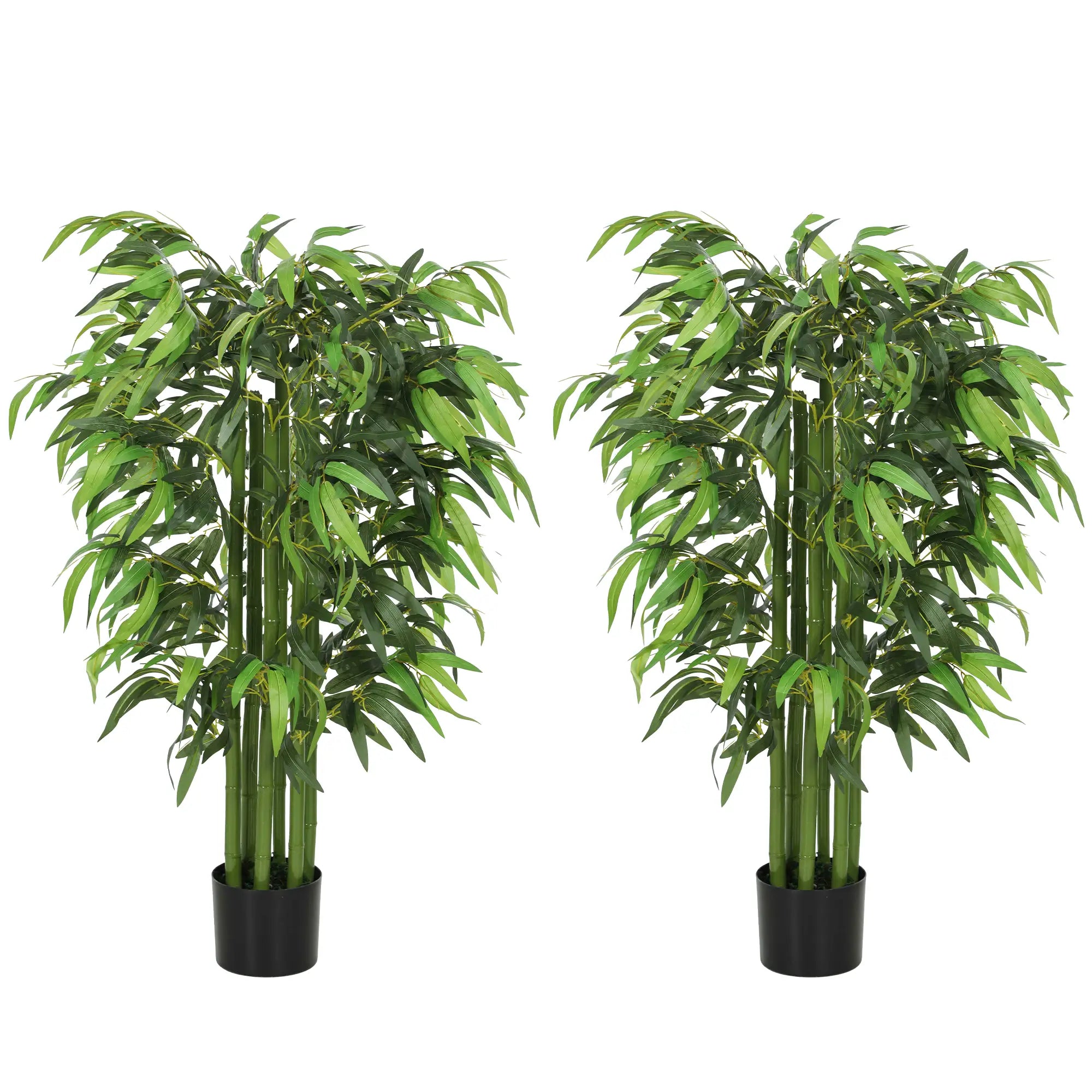 4.6FT Artificial Bamboo Tree Set, Decorative Faux Plant In Nursery Pot Artificial Trees Green at Gallery Canada