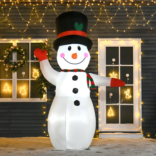 8 Ft Outdoor Lighted Inflatable Christmas Decoration, Waving Snowman