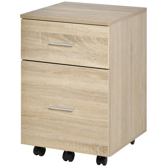 Mobile Vertical File Cabinet, 2 Drawers, Wheels, Letter or A4, Natural Office Cabinets & Cupboards Natural at Gallery Canada