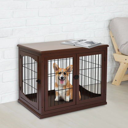 26" Wooden Dog Cage, Double Door, Modern Design, Brown Houses, Kennels & Pens at Gallery Canada