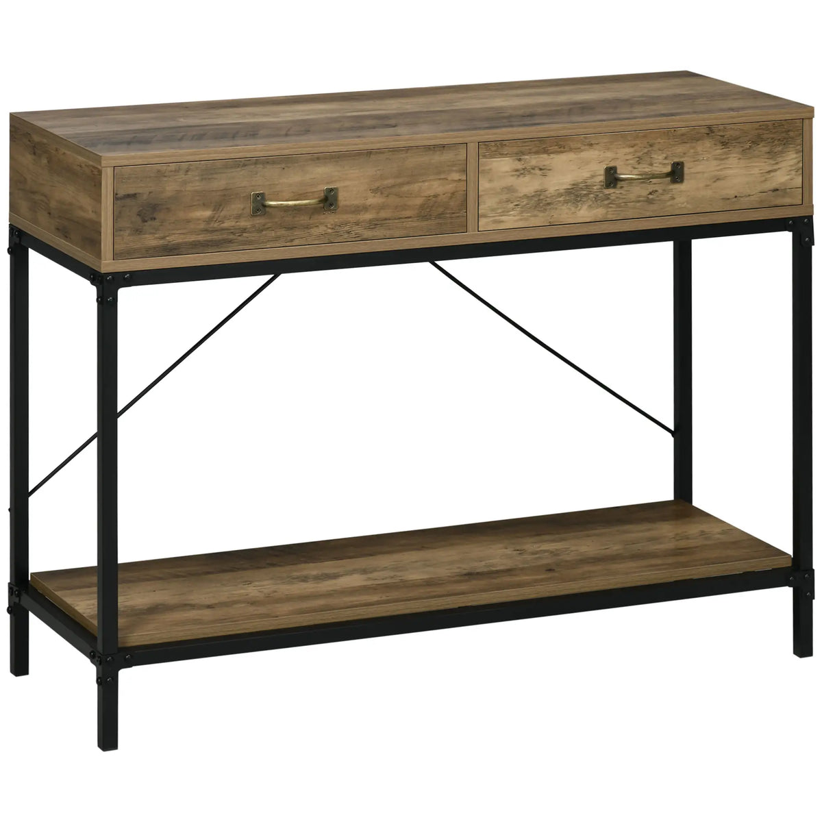 39" Vintage Console Table, Narrow Entryway with Drawers, Brown Console Tables Brown at Gallery Canada