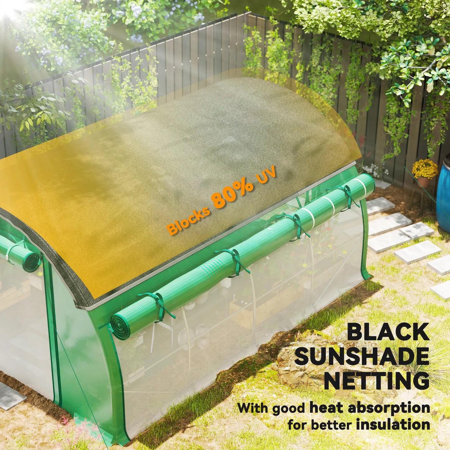 Walk-in Tunnel Greenhouse, 10' x 13' x 6.5', Mesh Sidewalls, 2 Doors, Green Tunnel Greenhouses at Gallery Canada