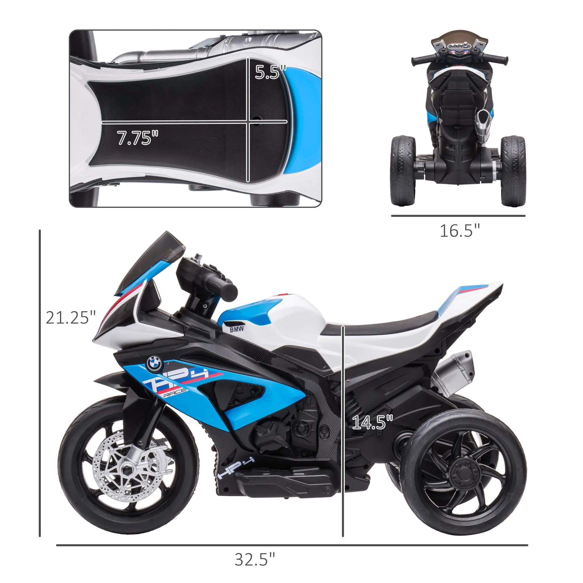 6V Electric Ride-On Motorcycle, 1.5-5 Years, Blue Electric Motorcycles at Gallery Canada