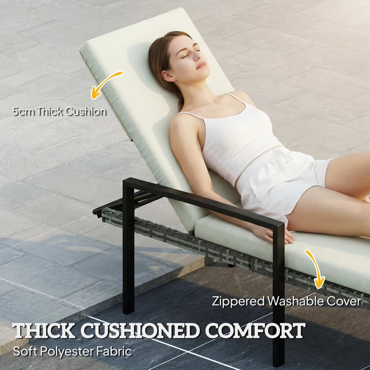 Outdoor Wicker Chaise Lounge Chairs, Set of 2, 5-Level Adjustable Backrest Wicker Chaise Loungers at Gallery Canada