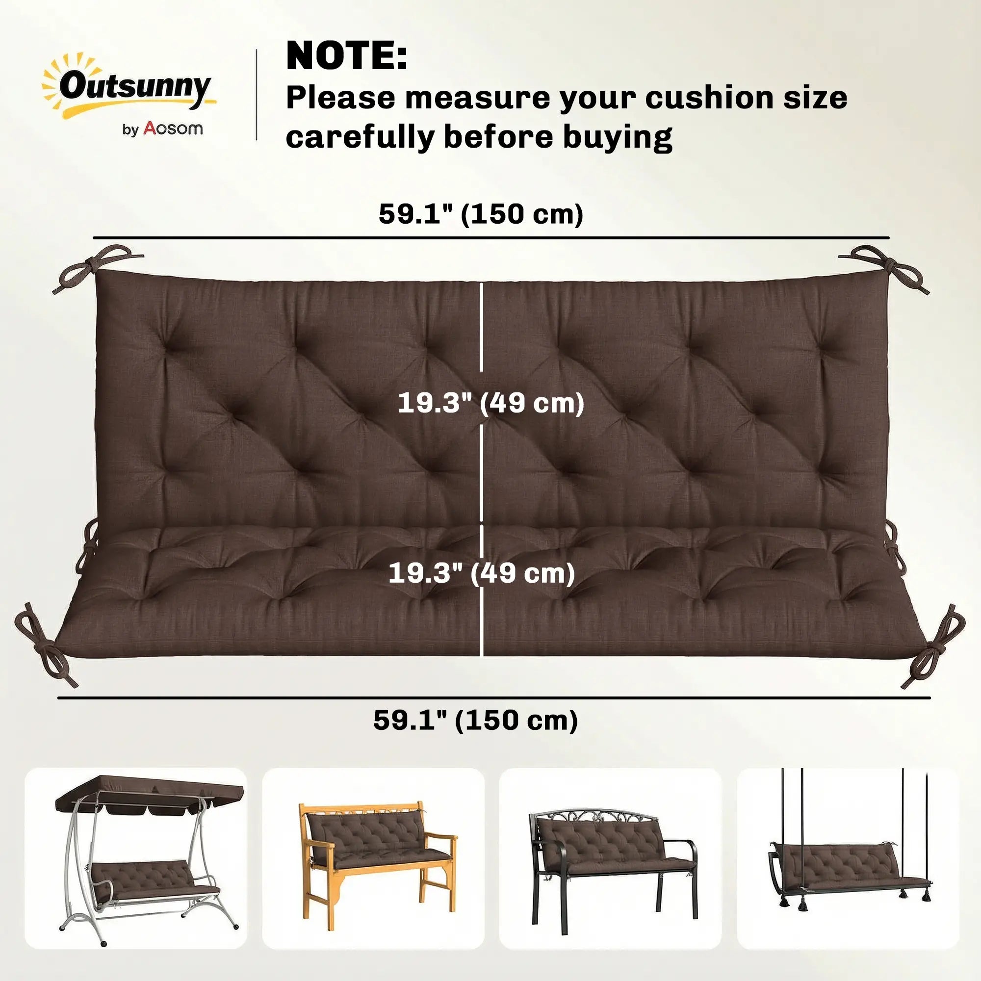3-Seater Outdoor Bench Swing Chair Replacement Cushions, Patio Garden Patio Chair Cushions at Gallery Canada