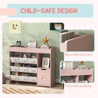 Organisateur de rangement pour jouets d'enfants, 9 boîtes en tissu, étagères de cabinet, rose