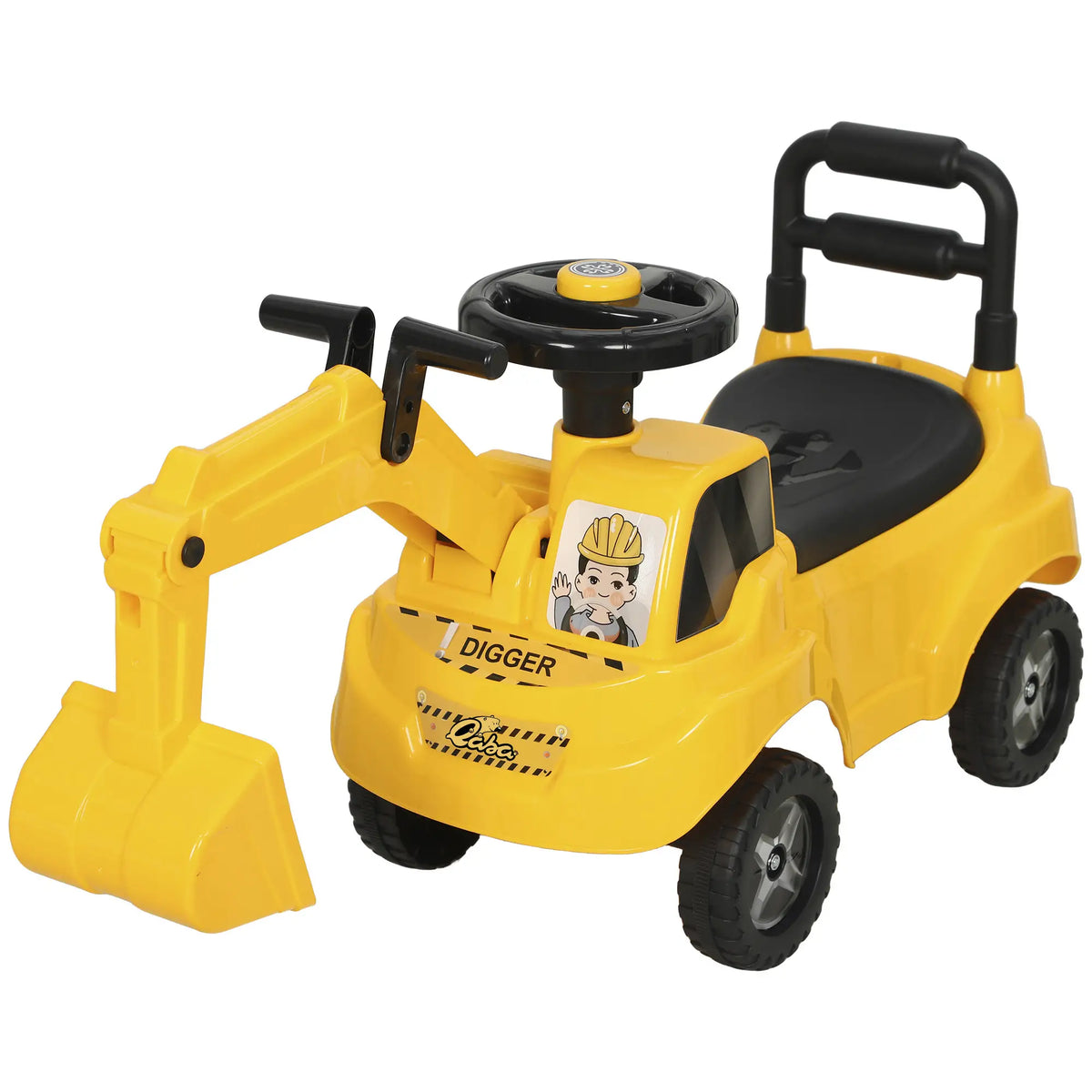 Kids Ride On Excavator, Push Truck Toy, Yellow, 1-3 Y, Yellow Toy Excavators Multi Colour at Gallery Canada