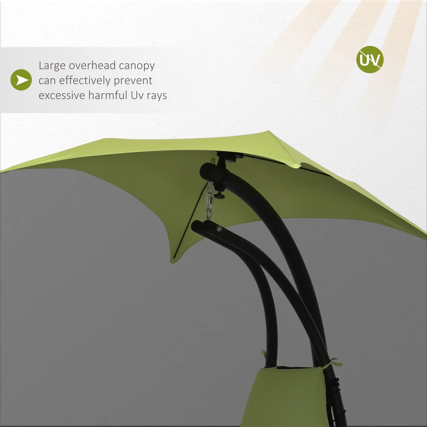 Outdoor Hammock Chair with Stand, Soft Padded Cushion, Canopy Umbrella, Green Patio Swings with Stand at Gallery Canada