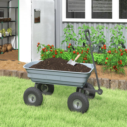 Steel Garden Cart, 10" Pneumatic Tires, 551lbs Capacity, Grey Folding Garden Carts at Gallery Canada