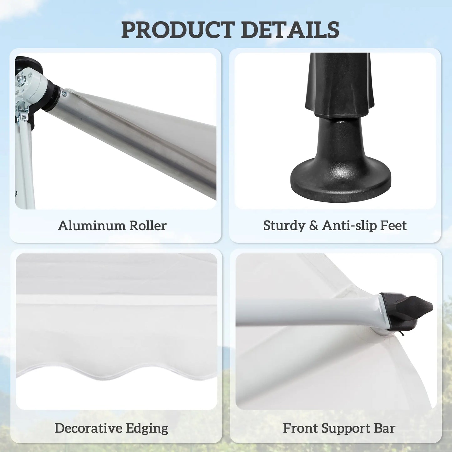 6.6'x5' Manual Retractable Patio Awning, Sun Shade, Water Resistant, White Door Awnings at Gallery Canada