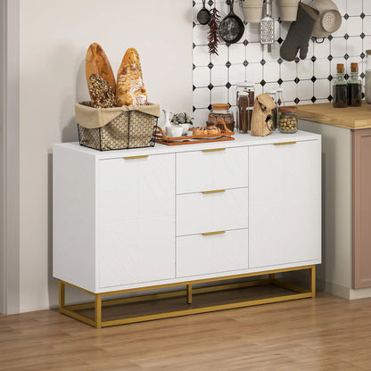 47" Sideboard Buffet Cabinet, Adjustable Shelves, Metal Legs, White Bar Cabinets at Gallery Canada